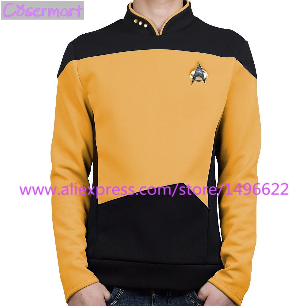 Star Trek Cosplay Costume The Next Generation Yellow Shirt Uniform Tee For Men Coat Halloween Party Prop - bfjcosplayer