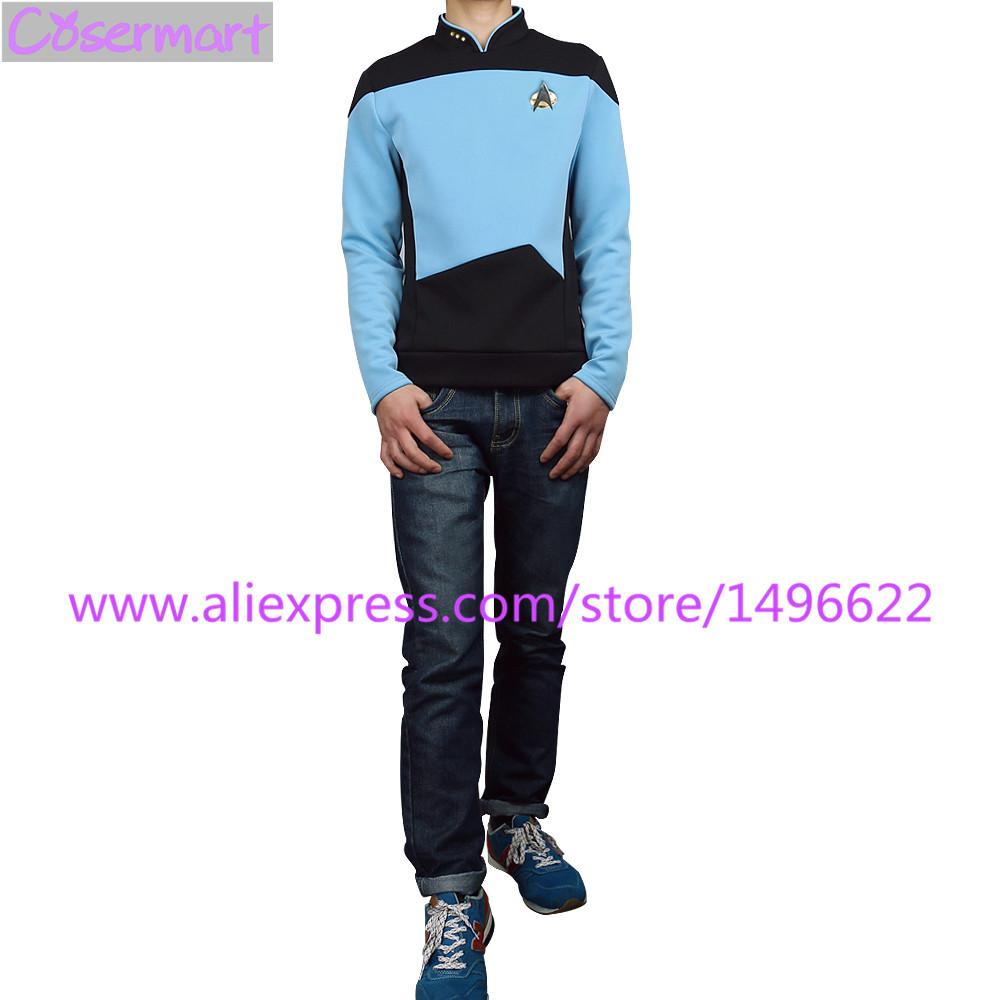 Cosplay Star Trek Costume T-shirt The Next Generation Blue Uniform Tee Cosplay TNG For Adult Men Halloween - bfjcosplayer