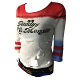 Batman Arkham Asylum City 2016 Suicide Squad Harley Quinn Costume T Shirt Daddy's Lil Monster T-Shirt Joker Cosplay Costumes - bfjcosplayer