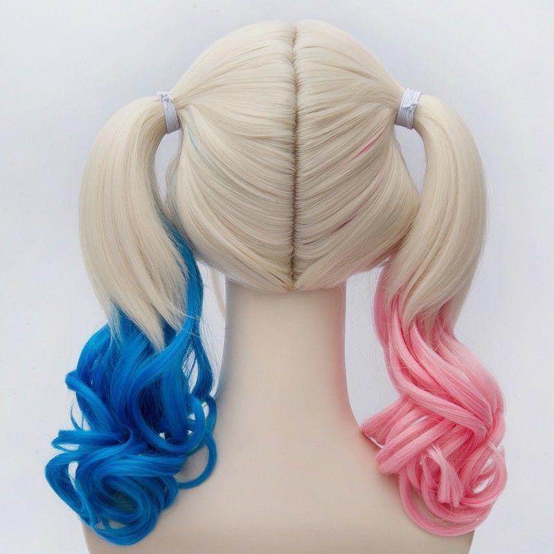 2016 Batman Suicide Squad Harley Quinn W ig Cosplay W igs Pink Blue Gradient Hair Halloween Party - bfjcosplayer