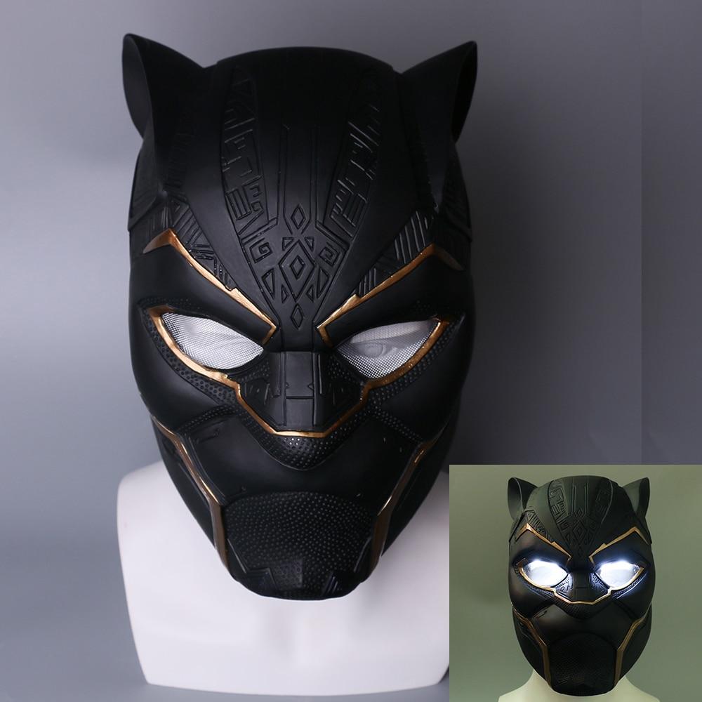 2018 New Gold Black Panther LED Helmet Avengers Black Panther Mask Superhero LED Helmet Halloween Party Props - bfjcosplayer