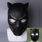 2018 New Gold Black Panther LED Helmet Avengers Black Panther Mask Superhero LED Helmet Halloween Party Props