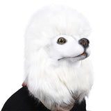 Halloween Poodles Mask Longhaired Pet Dog Animal Masks Cosplay Party Masks Props (White) - bfjcosplayer