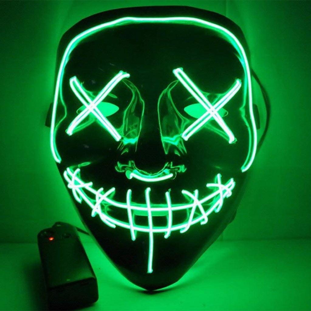 EL Letter V Grimace Luminous Mask LED Party Mask Ball Props for Cosplay Halloween - Type A White - bfjcosplayer
