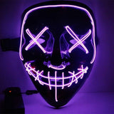 EL Letter V Grimace Luminous Mask LED Party Mask Ball Props for Cosplay Halloween - Type A White - bfjcosplayer