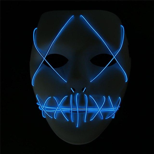 LED Mask Light Up Funny The Purge Mask Festival Cosplay Halloween Costume Supplies Glow In Dark Halloween Masks Drop Shipping - bfjcosplayer