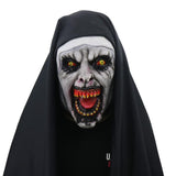 Devil Cosplay Nun Valak Mask with Hood Full Head Conjuring Scary Mask Costume Halloween Party Props - bfjcosplayer