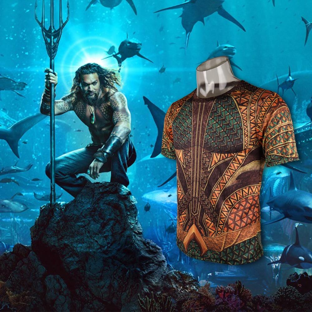 Top 3D Print T-shirt Movie Aquaman Arthur Curry Skin Costume T-shirts Tight Sport Tee Cosplay Halloween Party Accessories - bfjcosplayer