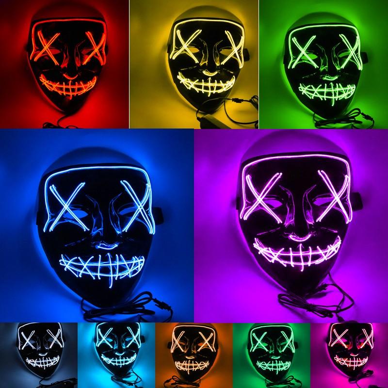 LED Mask Mascara Led Mask Light Up Neon Scary Skull Mask Glowing Party Festival Cosplay Costume - bfjcosplayer