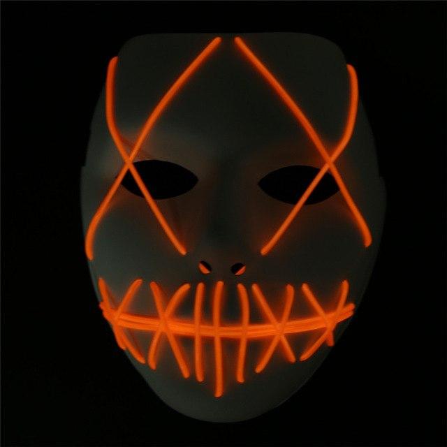 LED Mask Light Up Funny The Purge Mask  Festival Cosplay Halloween Decoration Costume New Year Cosplay Glow in Dark Masks - bfjcosplayer