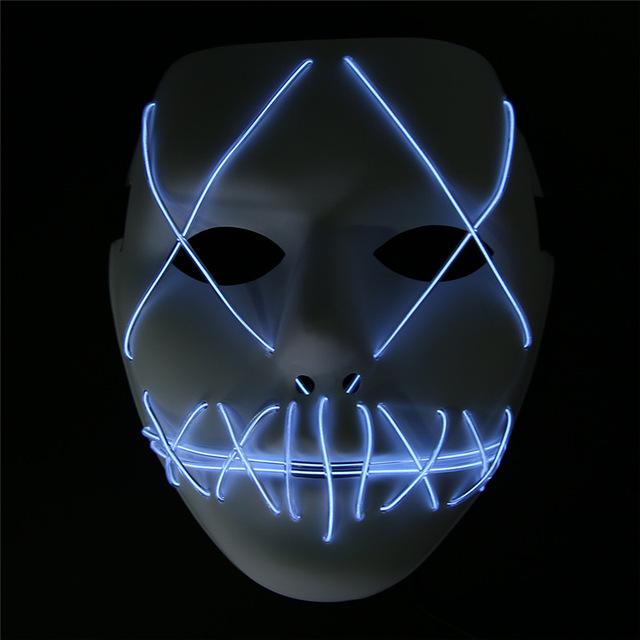 LED Mask Light Up Funny The Purge Mask  Festival Cosplay Halloween Decoration Costume New Year Cosplay Glow in Dark Masks - bfjcosplayer
