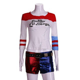 2016 Movie Cosplay Suicide Squad Harley Quinn Costume T Shirt Daddy's Lil Monster T-Shirt Joker Cosplay Costumes Full Set