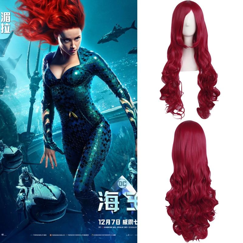 Movie Justice League Aquaman Mera wig Aquaman Role Cosplay Poseidon Hair Halloween Party Prop - bfjcosplayer